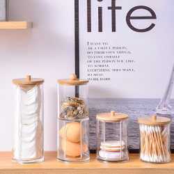 Acrylic And Wooden Cotton Organizer Large